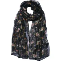Juleeze Sjaal Dames Print 50x160 cm Zwart Synthetisch Bloemen