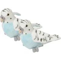 Nature Planet 2x stuks pluche blauwe grasparkiet knuffel 16 cm - Tropische vogels knuffels
