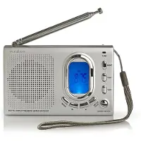 Nedis Wereldradio - Draagbaar Model - AM / FM / SW - Batterij Gevoed / Netvoeding - Digitaal - 1.5 W - Koptelefoonoutput - Wekkerfunctie - Slaaptimer - Grijs