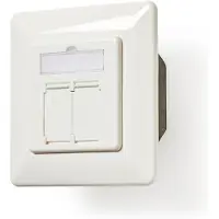 Nedis Netwerk Wanddoos | Inbouw | 2 poort(en) | CAT6a | Recht | Female | Goud Verguld | PVC | Wit | Polybag