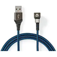 Nedis GCTB60600BK20, 2 meter, USB-A, USB-C, USB 3.2 Gen 1 (3.1 Gen 1), 0,48 Gbit/s, Zwart, Blauw