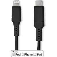 Nedis 8-pins Lightning naar USB-C kabel - USB2.0 - tot 20V/3A / zwart - 1 meter