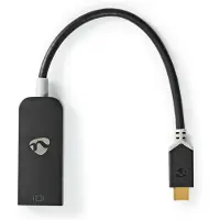 Nedis USB-adapter USB 3.2 Gen1 - USB-C-stekker, DisplayPort-aansluiting, 0,20 m, rond, verguld, PVC, grijs