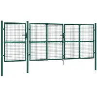vidaXL Tuinhek van gaas 400x125 cm gegalvaniseerd staal groen