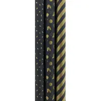 Benza Eco Kraft Extra Sterk Geschenkpapier Cadeaupapier – Zwart en Goud – 70 cm x 2 meter - 3 Rollen