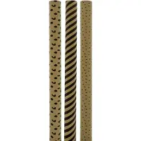 Benza Eco Kraft Extra Sterk Geschenkpapier Cadeaupapier – Bruin en Zwart – 70 cm x 2 meter - 3 Rollen