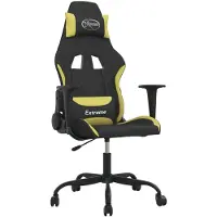 vidaXL Gamingstoel met massagefunctie, zwart en lichtgroen stof