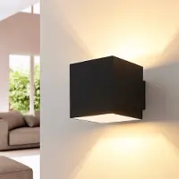 Arcchio Wandlamp Zuzana , dimbaar, zwart, Woon-/ Eetkamer, metaal, Modern, wandlamp