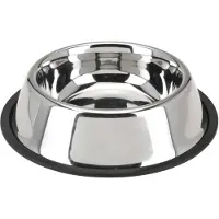 Tom Dogs Collection hondenvoer- en drinkbak Ema 25 x 5,5 cm RVS zilver/zwart