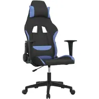 vidaXL Massage gamestoel stof zwart en blauw