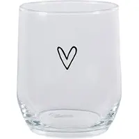 Clayre & Eef Waterglas Hart 300 ml Transparant Glas Drinkbeker Transparant Drinkbeker