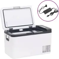 vidaXL Koelbox met handvat en adapter 25 L PP & PE zwart en wit