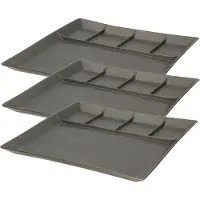 Svenska Living 10x stuks fondue/gourmet/bbq bord - zwart - 24 x 24 cm - 5 vakken - porselein - dinerborden 4-vaks - fonduebord - gourmetbord