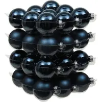 Othmar decorations kerstballen - 36x st - donkerblauw - D6 cm - glas - Kerstbal