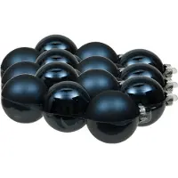 Othmar decorations 18x stuks kerstversiering kerstballen donkerblauw van glas - 8 cm - mat/glans - Kerstboomversiering