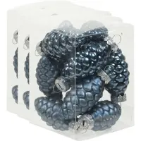 Othmar decorations 36x Dennenappel kersthangers/kerstballen donkerblauw van glas - 6 cm - mat/glans - Kerstboomversiering
