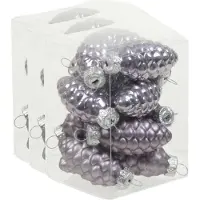 Othmar decorations 36x Dennenappel kersthangers/kerstballen lila paars van glas - 6 cm - mat/glans - Kerstboomversiering