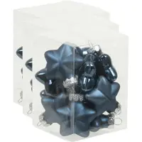 Othmar decorations 36x Sterretjes kersthangers/kerstballen donkerblauw van glas - 4 cm - mat/glans - Kerstboomversiering
