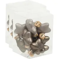 Othmar decorations Kerstornamenten sterren - 36x stuks - grijs/bruin - 4 cm - glas - kerstversiering