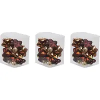 Othmar decorations 36x Sterretjes kersthangers/kerstballen mahonie bruin van glas - 4 cm - mat/glans - Kerstboomversiering