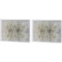 COSY&TRENDY 18x Kerstboomversiering witte glitter bloemen op steker - kerstboom decoratie - wit kerstversieringen
