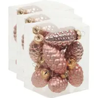 Othmar decorations 36x Dennenappel kersthangers/kerstballen koraal roze van glas - 6 cm - mat/glans - Kerstboomversiering