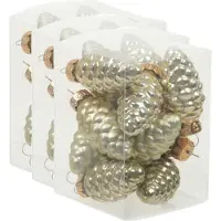 Othmar decorations Dennenappel kersthangers glas 6 cm - mat en glans - goud en groen tinten - 36x stuks