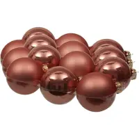 Othmar decorations 18x stuks kerstversiering kerstballen koraal roze van glas - 8 cm - mat/glans - Kerstboomversiering