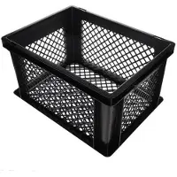 Benson Fietskrat - zwart - lichtgewicht - 40x30x22 cm - melkkrat - Fietsmand