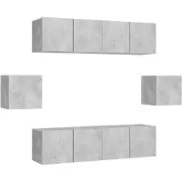 vidaXL 6-delige Tv-meubelset bewerkt hout betongrijs