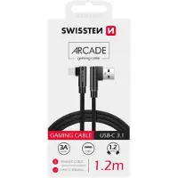 Swissten USB-kabel, , USB-A naar USB-C, 1,2 meter, recht