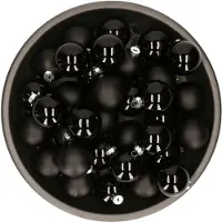 Othmar decorations Kerstballen set van glas 36x stuks zwart mat en glans 6 cm - Kerstbal