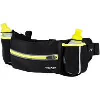 Avento Hardloopriem met 2 Drinkflessen - Addy - Zwart/Fluorgeel