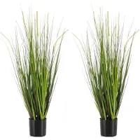 Emerald Kunstplant groen gras sprieten - Set van 2x stuks - 90 cm - Grasplanten/kunstplanten voor binnen gebruik