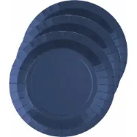 SANTEX Feest gebaksbordjes - donkerblauw - 10x - karton - 17 cm - rond - kartonnen feestbordjes
