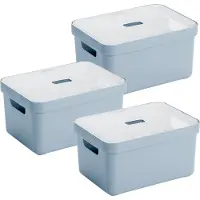 Sunware Sigma Home opbergbox 5L - Set van 3 - Blauw/Transparant