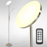 Auronic Vloerlamp - Staande Lamp Industrieel - 181cm - LED - Dimbaar en Kantelbaar - met Afstandsbediening - Geschikt voor Woonkamer - Zilver