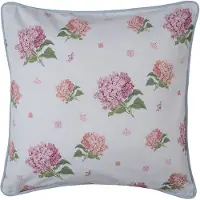Clayre & Eef Kussenhoes 40x40 cm Blauw Roze Katoen Hortensia Sierkussen Blauw Sierkussen