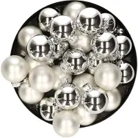 Othmar decorations Kerstballen set van glas 36x stuks zilver 4 cm - Kerstbal