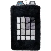 Wicotex - Badmat Zwart geblokt - Badmat - Antislip onderkant - Afmeting 60x90cm