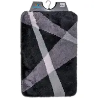 Wicotex - Badmat Grijs gestreept - Badmat - Antislip onderkant - Afmeting 60x90cm
