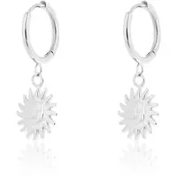Oozoo Jewellery - Zilverkleurige oorringen met een zon bedeltje - SE-3048