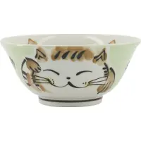 Tokyo Design Studio - Kawaii - Kom Neko Kat - Groen - Ø15 cm - 500 ml - Porselein
