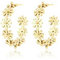 Oozoo Jewellery - Goudkleurige oorringen met bloemen - SE-3043