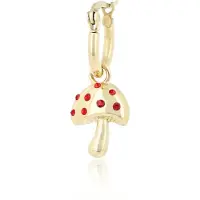 Oozoo Jewellery - Goudkleurig/rode oorring met een paddenstoel bedeltje - SE-3010