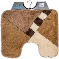 Wicotex - Toiletmat Bruin Beige schuin geblokt - Antislip onderkant - WC mat met uitsparing - Afmeting 50x60cm