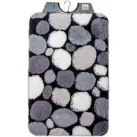 Wicotex - Badmat Zwart - Grijs - Wit stenen - Badmat - Antislip onderkant - Afmeting 60x90cm
