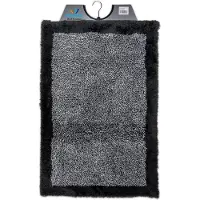 Wicotex - Badmat Grijs met Zwarte rand - Badmat - Antislip onderkant - Afmeting 60x90cm