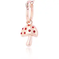 Oozoo Jewellery - Rosé goudkleurig/rode oorring met een paddenstoel bedeltje - SE-3011