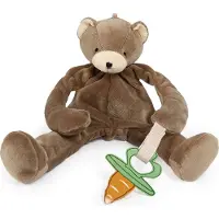 Bunnies By The Bay Knuffeldoekje met speenhouder Cubby de Beer - Speendoekje - Extreem zacht - Klittenband sluiting voor speen - Machine-wasbaar - 25 cm - Beer - Bruin